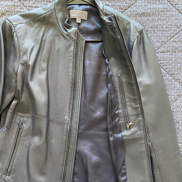 Vince navy leather jacket - 100% lambskin - Picture 5 of 6